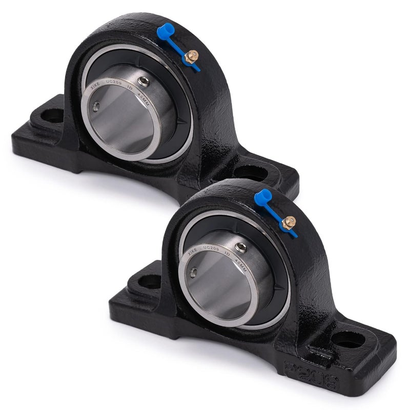 Xike 2 Pcs UCP209 Bore 45mm Pillow Block Mounted Ball Bearings, Solid Cast Iron Base and Self Aligning Chrome Steel Sealed Bearings. - Image 1